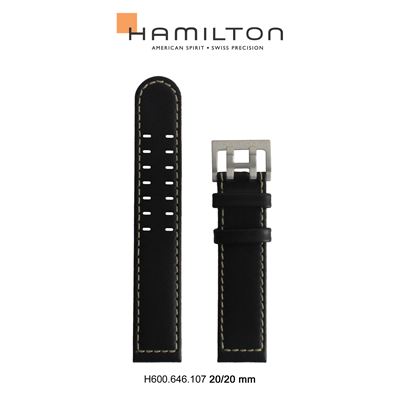 Hamilton H690646107 Siyah Deri Kayış - 20 mm