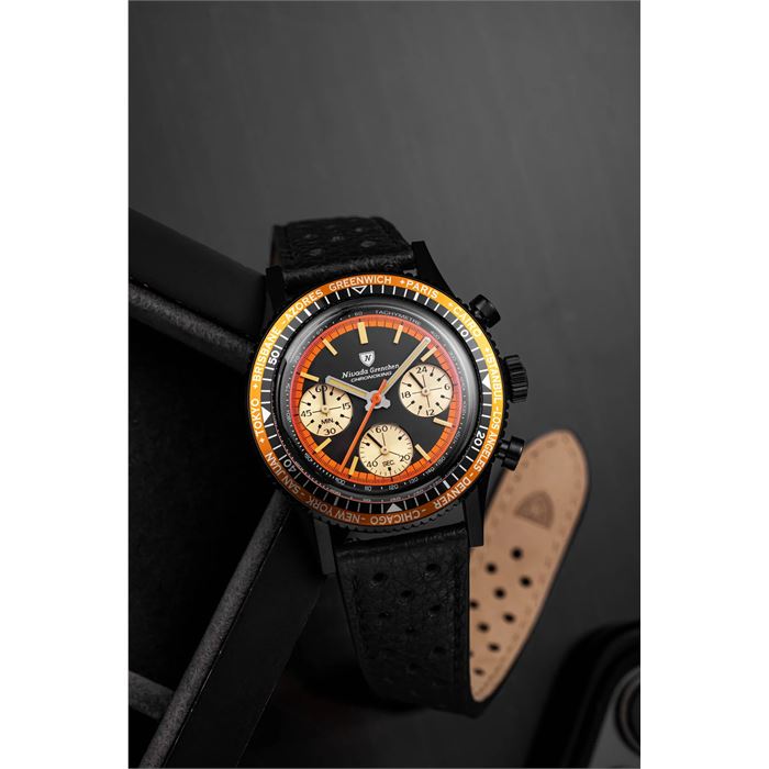 Nivada Grenchen Chronoking MecaQuartz Black Abt Saat