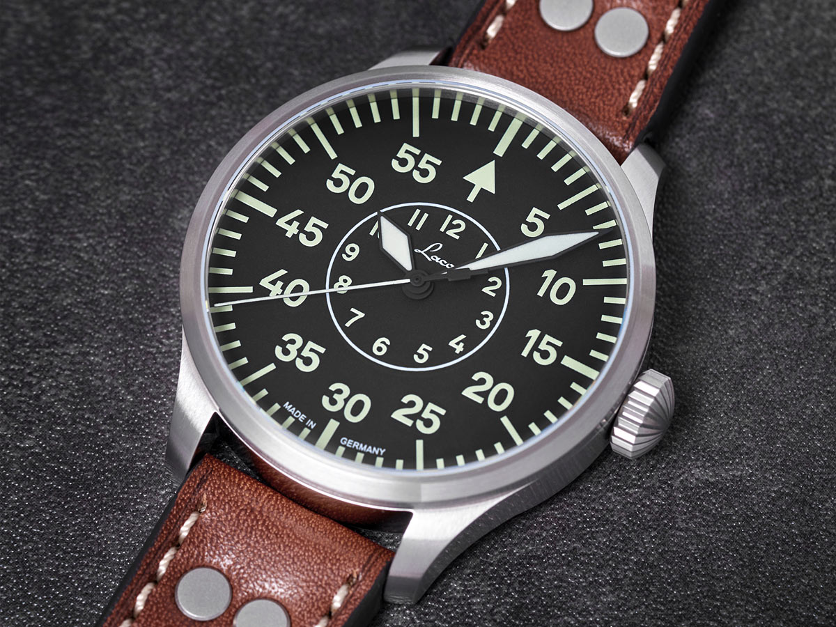 Laco Basis Aachen 39 Orologio Da Aviatore Automatico - 39 Mm, Impermeabile, Vetro Zaffiro, Cinturino In Pelle, Made In Germany, Design Senza Tempo