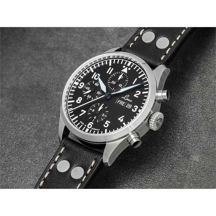 キル　オールドジャラ Laco Chronograph Kiel.2 Schwarz 862148 Otomatik Kronograf Erkek