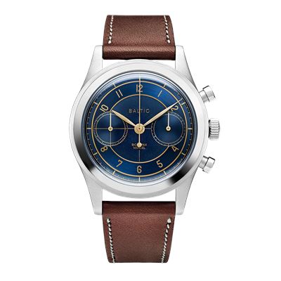 Baltic Bicompax 002 Blue Gilt - Stitched Chocolate Kurmalı Kronograf Erkek Kol Saati