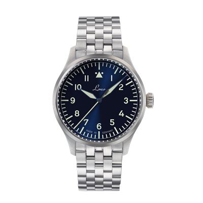 Laco Flieger Stuttgart Pro Blue 37mm [Safir Kristal Kasa Arkası] Otomatik Erkek Kol Saati