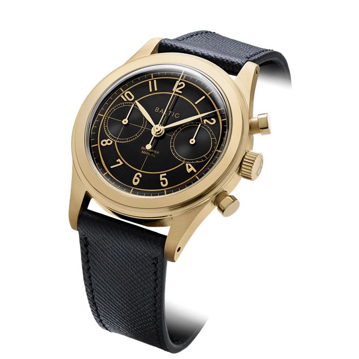 Baltic Bicompax 002 Gold PVD Black BIC12TGOLD37 Mekanik Kronograf