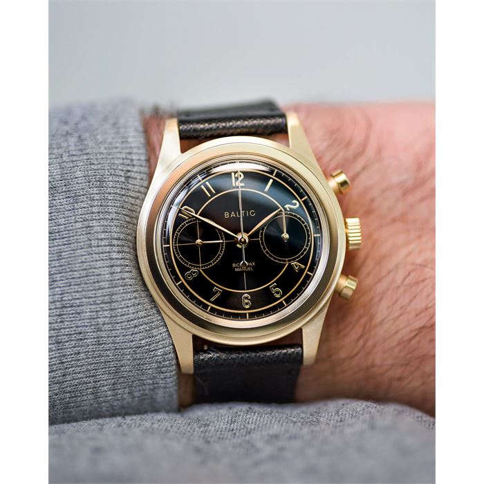 Baltic Bicompax 002 Gold PVD Black BIC12TGOLD37 Mekanik Kronograf