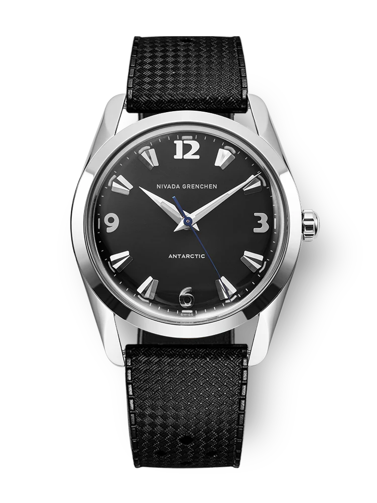 Nivada Grenchen Antarctic 35mm Black White Kurmalı Erkek Kol Saati