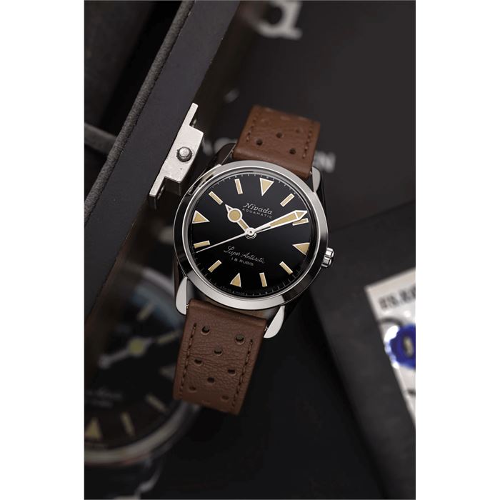 Nivada Grenchen Super Antarctic 35mm Black Kurmalı Erkek Kol Saati