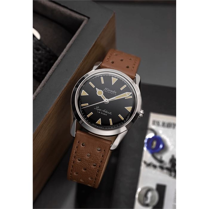 Nivada Grenchen Super Antarctic 35mm Black Kurmalı Erkek Kol Saati