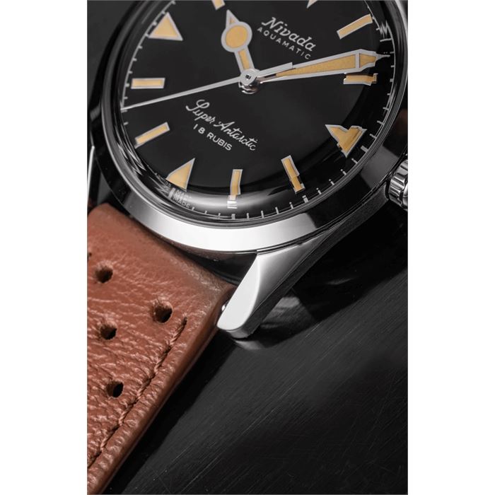 『週末限定値下げ』【Golden Age Project】 COMP-2A Nivada Grenchen Super Antarctic 35mm Black Kurmalı Erkek Kol Saati