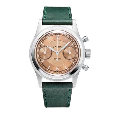 Baltic Bicompax 003 Salmon - Stitched Green BIC13TSALM33 Mekanik Kronograf Erkek Kol Saati