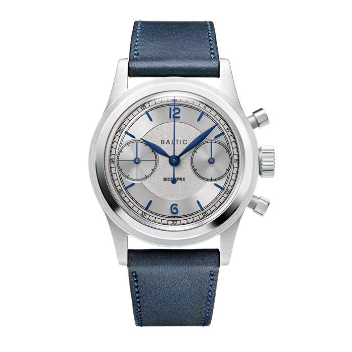 Baltic Bicompax 003 Silver Blue Stitched Navy BIC13TSILV36 Mekanik