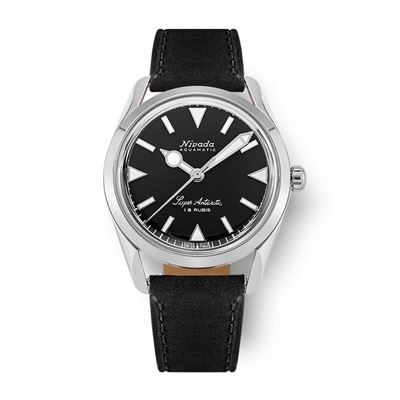 Nivada Grenchen Super Antarctic 35mm -Black  White Luminova 35014M17 Kurmalı Erkek Kol Saati