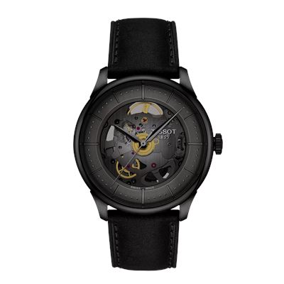 Tissot Chemin Des Tourelles Skeleton 39mm Full Black - T1398363644100 Otomatik Erkek Kol Saati
