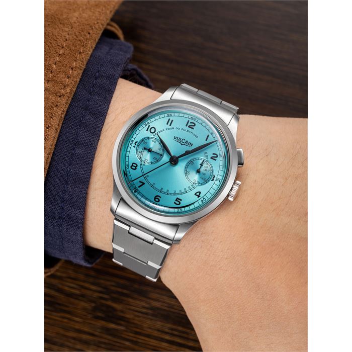 Vulcain Monopusher Heritage Turquoise Chronograph Mekanik Erkek