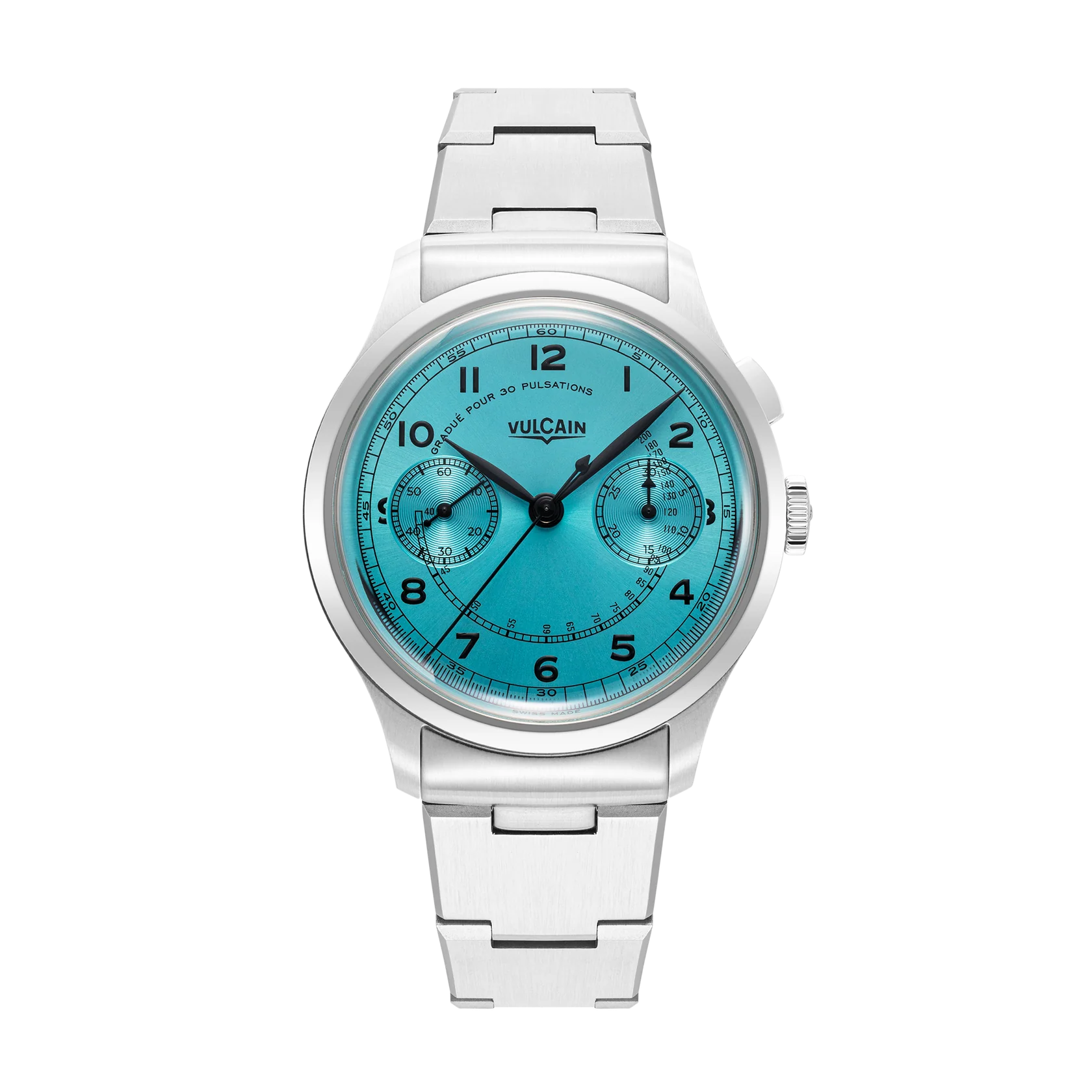 164サイコフラワー Vulcain Monopusher Heritage Turquoise Chronograph Mekanik Erkek