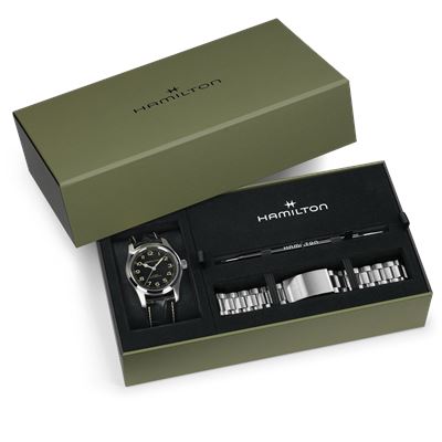 Hamilton H70605732 Khaki Field Murph 42mm Saat ve Çelik Bilezik Seti