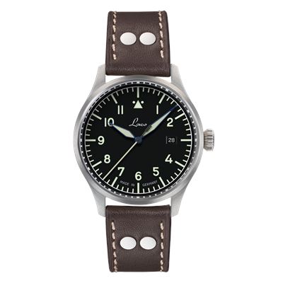 Laco Flieger Stuttgart Pro 40mm [Tarih + Safir Kristal Kasa Arkası] Otomatik Erkek Kol Saati