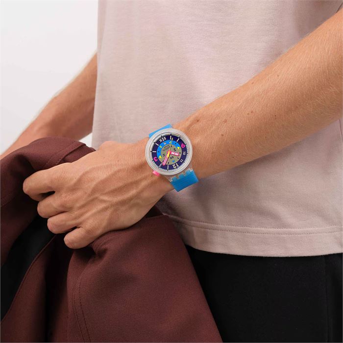 Swatch SB01K400 Swatch Neon Hielo Unisex Kol Saati - Abt Saat