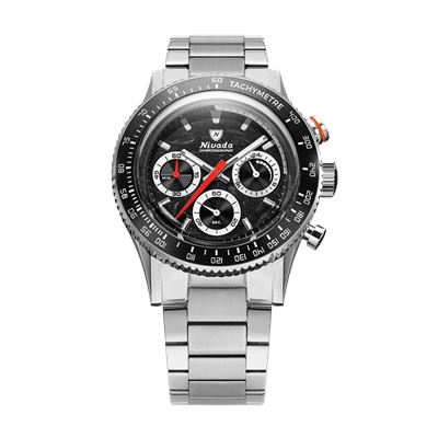 Nivada Grenchen Chronoking Meca Quartz Racing Black Flat Link