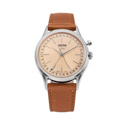 Vulcain Cricket President 39mm Salmon BAC207 Limitli Üretim Mekanik Alarm Erkek Kol Saati