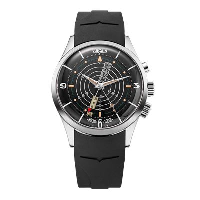 Vulcain Nautical Heritage Black Beige Patina Triple Steel Caseback BAR101 Mekanik Alarm Erkek Kol Saati