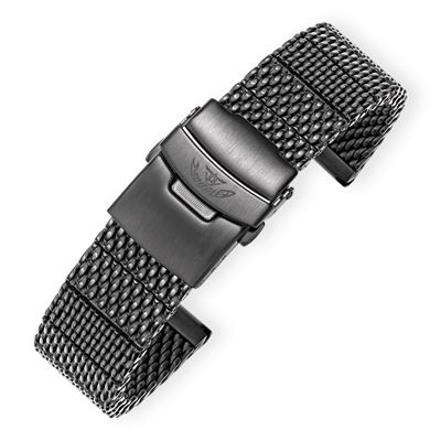 Squale Siyah Hasır Paslanmaz Çelik Bilezik - 20 mm