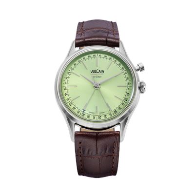 Vulcain Cricket President 39mm Pistachio Green Limitli Üretim Mekanik Alarm Erkek Kol Saati
