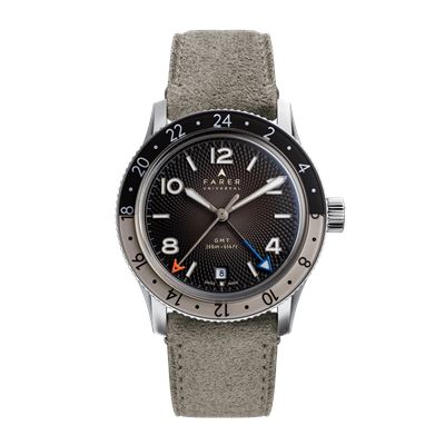 Farer GMT Bezel Nevada Mocha 38MM W-NEV-38-GYS Otomatik Erkek Kol Saati
