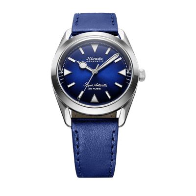r*u様 starteam ダブルニー デニム 紺 ネイビー 36 レア スター Nivada Grenchen Super Antarctic Blue 38mm 32075A49 Otomatik Erkek