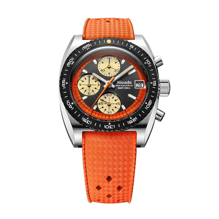hito様　※速達 Nivada Grenchen Autochron Orange Mecaquartz Chronograph 77004Q27