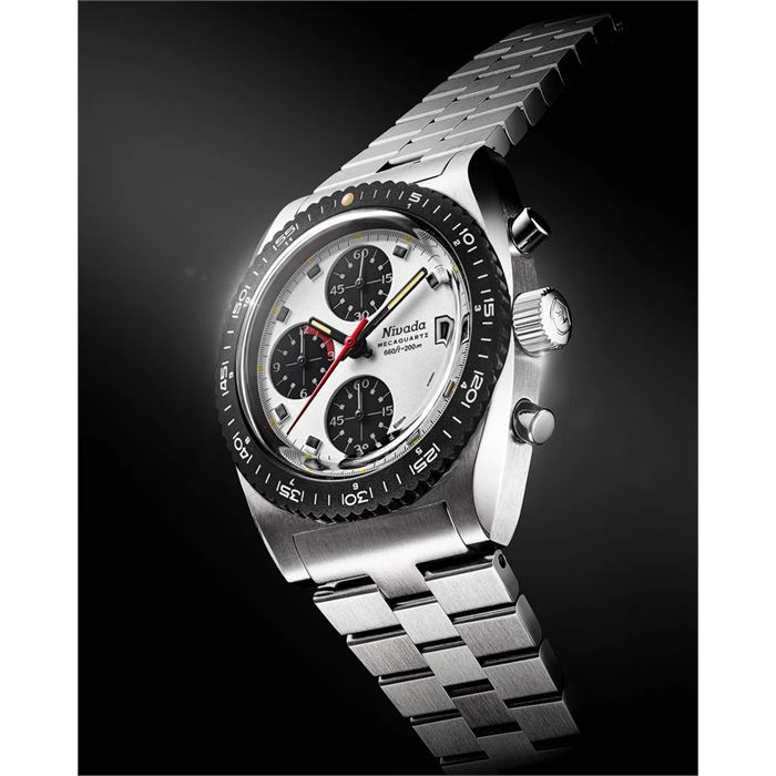 Nivada Grenchen Autochron Panda Mecaquartz Chronograph 77006Q45