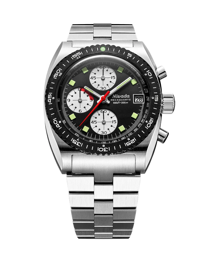 Nivada Grenchen Autochron Reverse Panda Mecaquartz Chronograph